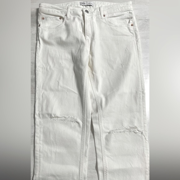 Zara white knee cut jeans sz 6 worn once - Picture 4 of 5